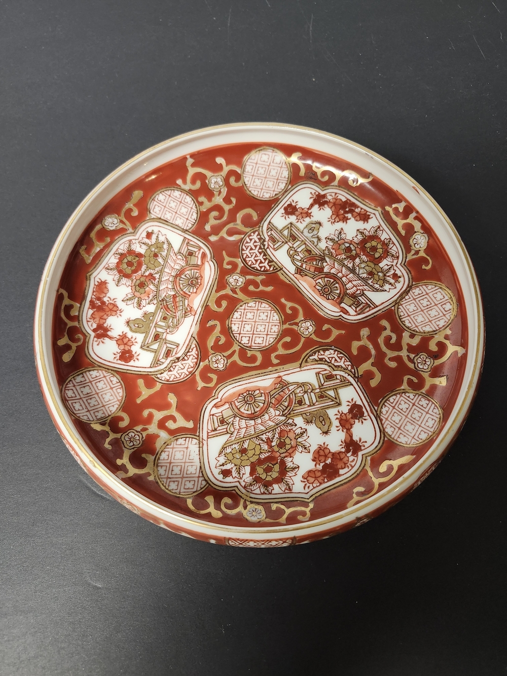 Red and Gold Decorative Porcelain Plate
